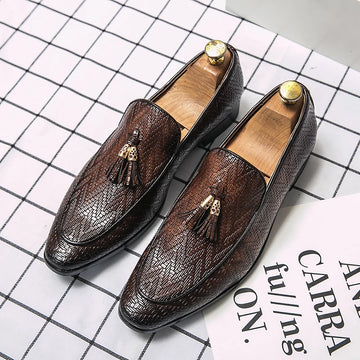 Riolio Tassel Plaid Men New Loafers Weaving Comfortable Soft Mens Leisure Leather Shoes Fashion Sapato Masculino Large Size 38-45
